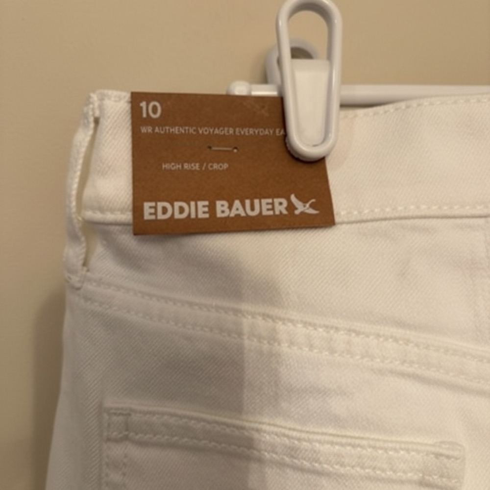 NWT Eddie Bauer Voyager Everyday White High Rise Crop Straight Leg Jeans 10 NEW - Picture 8 of 9